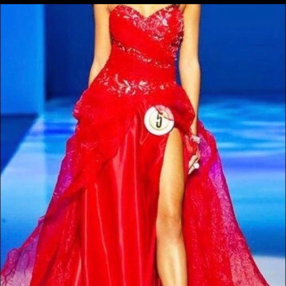 Custom red pageant dress